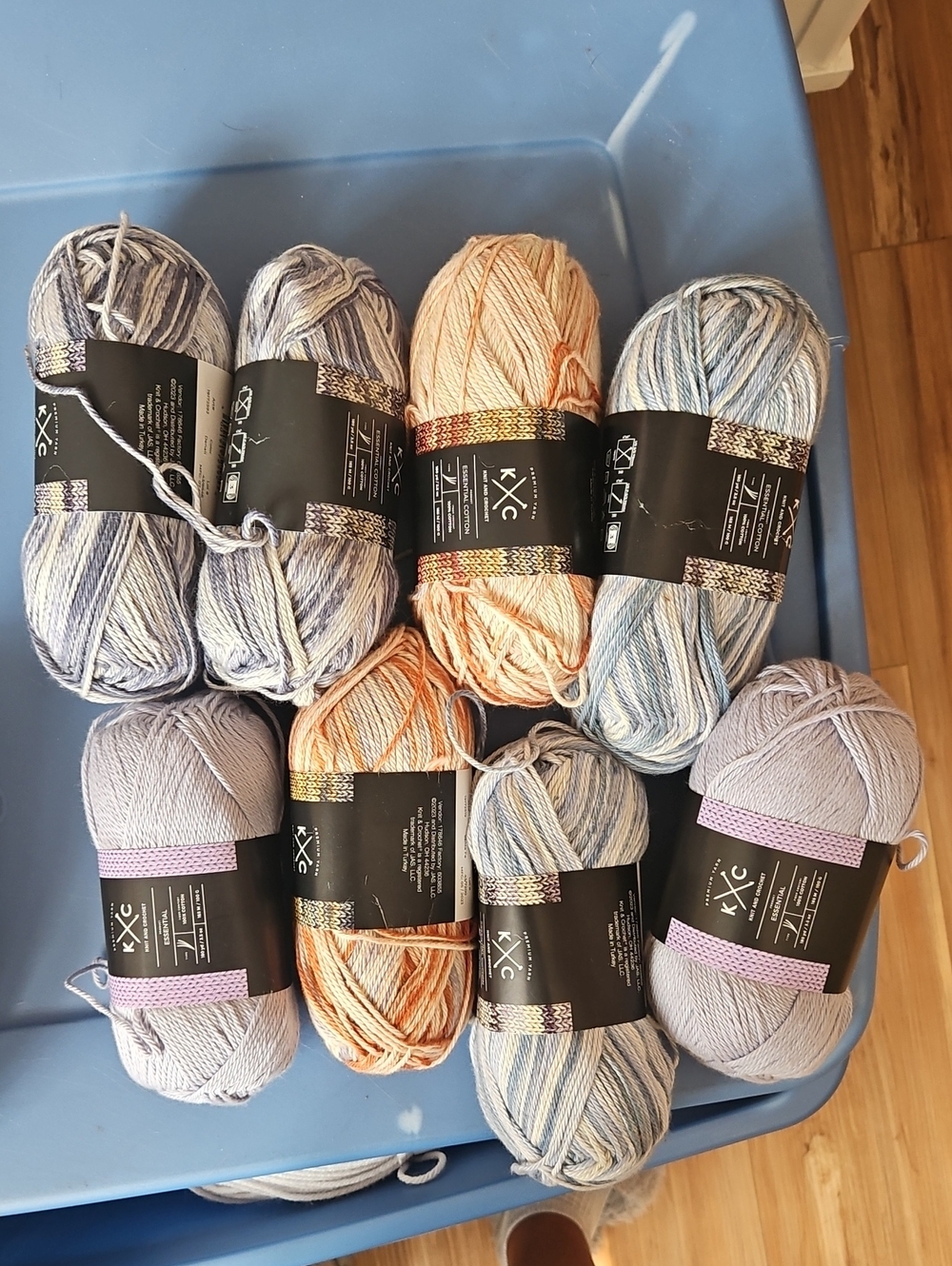 Variegated Yarn Bundle in Peach and Blue